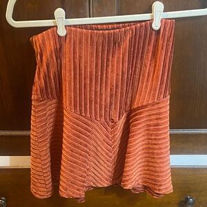 Free People Velvet Striped Orange Women's Skirt Size Small Worn Once
